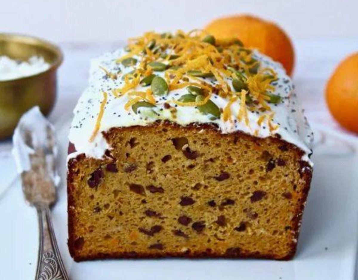 BUDIN HEALTHY DE MANDARINA Y CALABAZA CON CHIPS DE CHOCO.