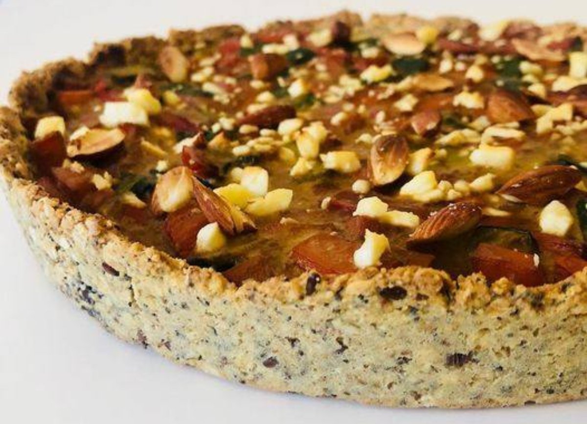 Tarta de vegetales con masa de avena