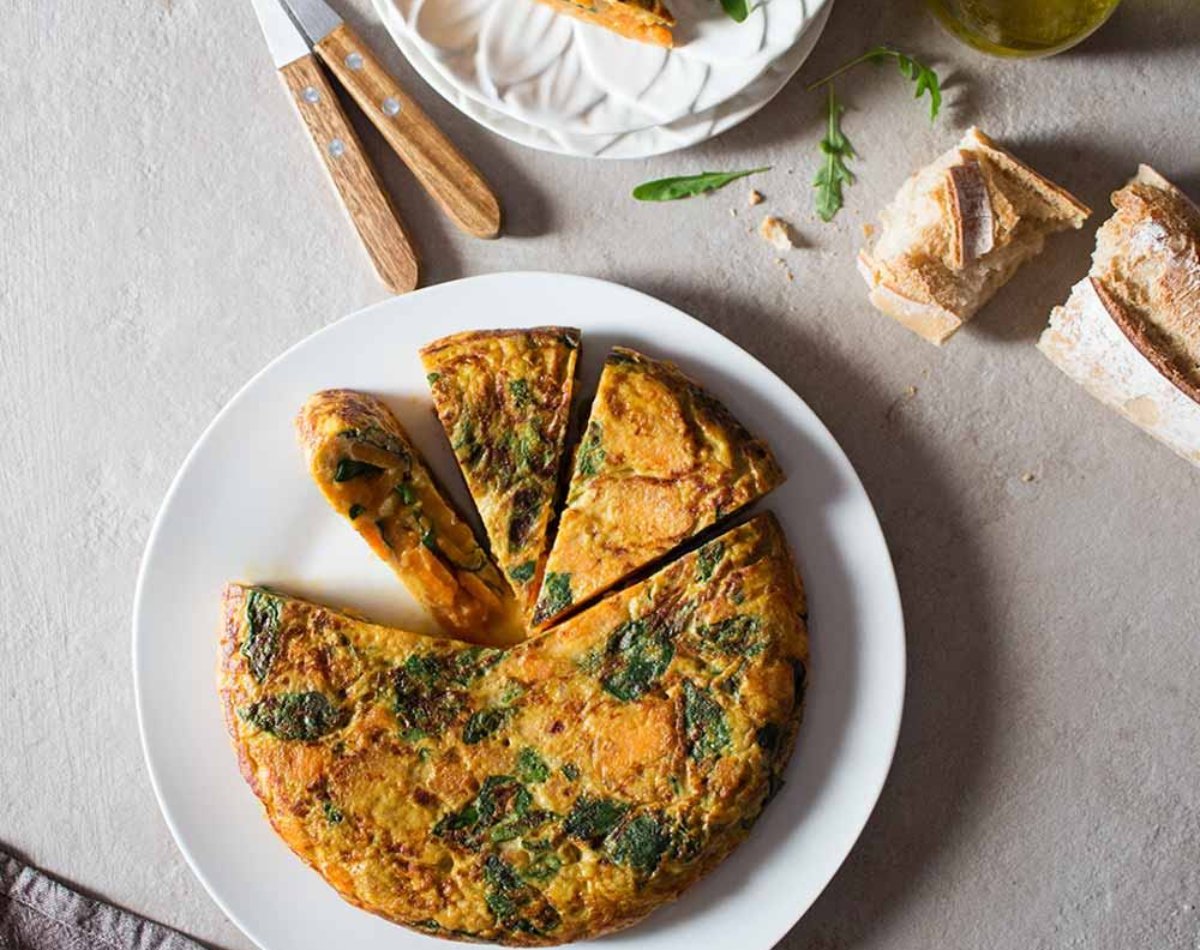 TORTILLA DE BONIATO Y ESPINACAS-o batatas