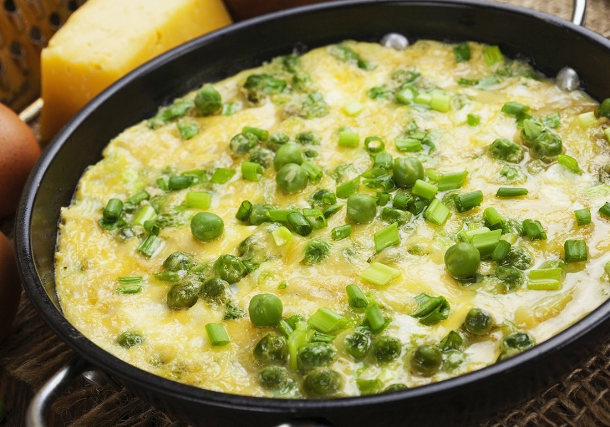 Tortilla de arroz integral y arvejas.