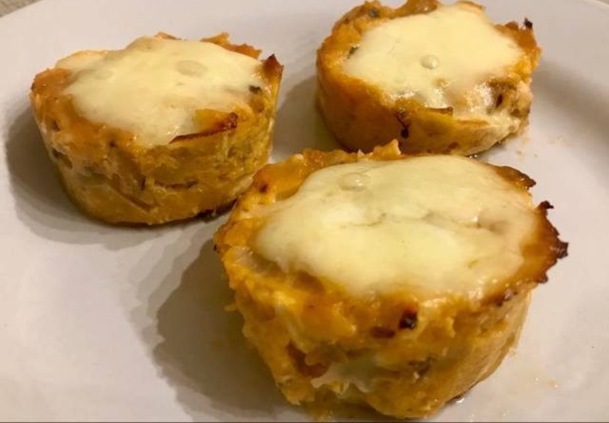 Canastita sin masa de calabaza, pollo y muzzarella, apto celíacos. Ideal para la vianda!