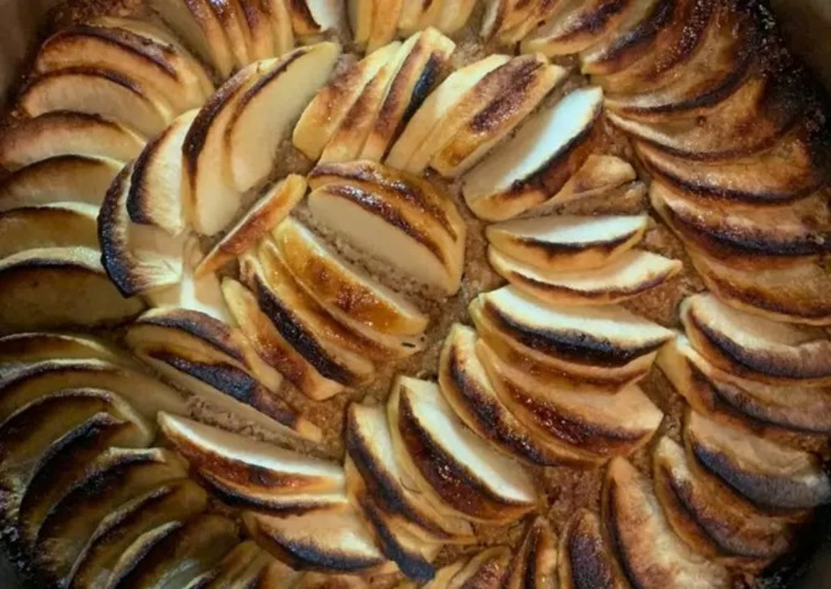 PASTEL DE MANZANAS VERDES sin gluten, con masa de nueces