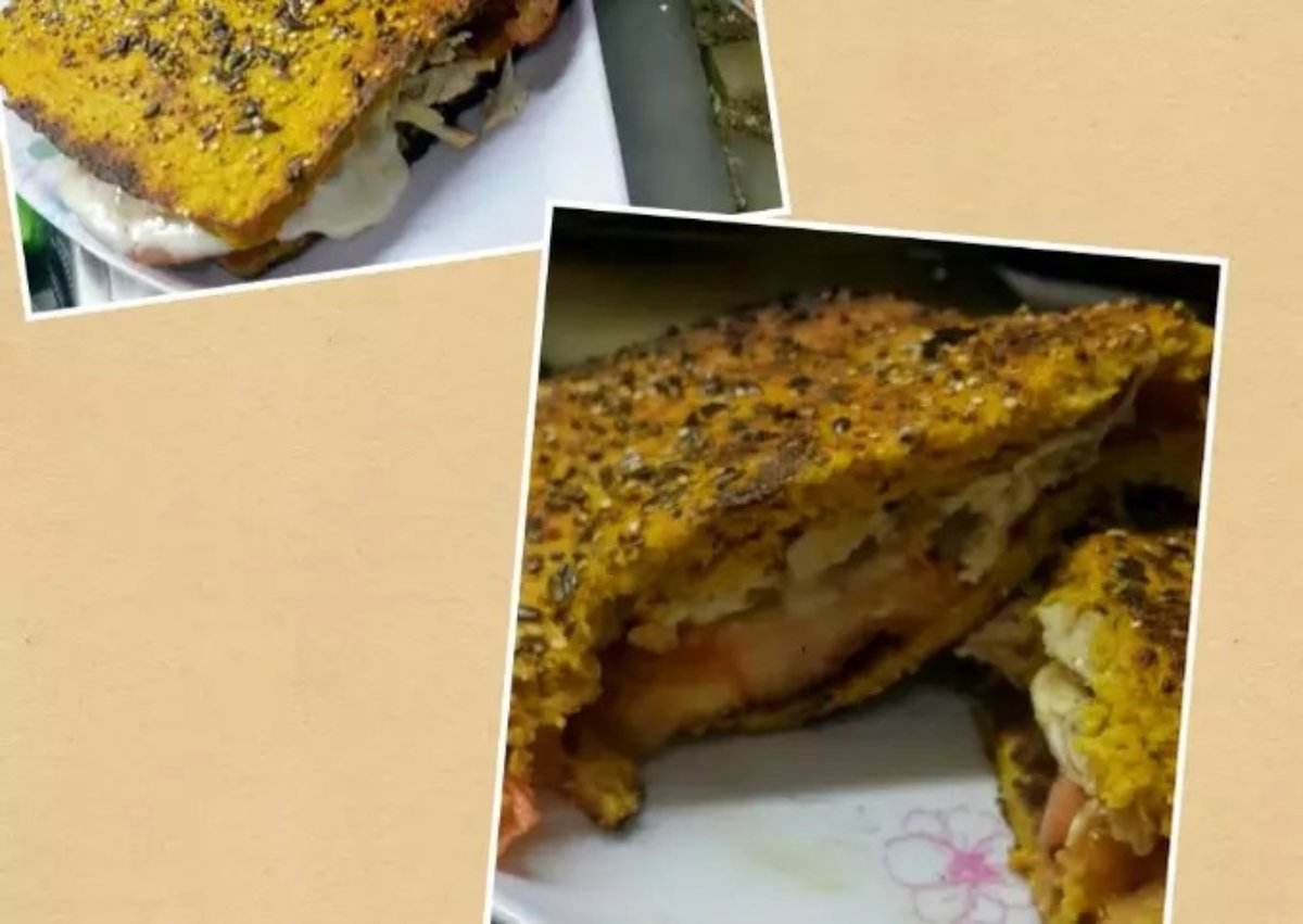 Sándwich tostado de pan de zanahoria y zapallito sin harinas