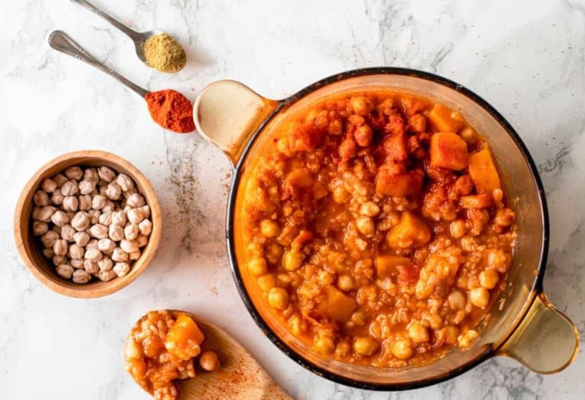 POTAJE DE GARBANZOS CON ARROZ Y CALABAZA