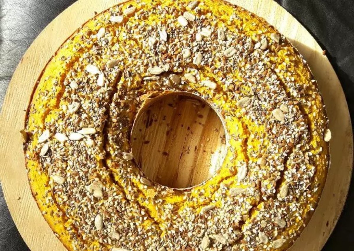 Budín salado de zapallo, avena y semillas