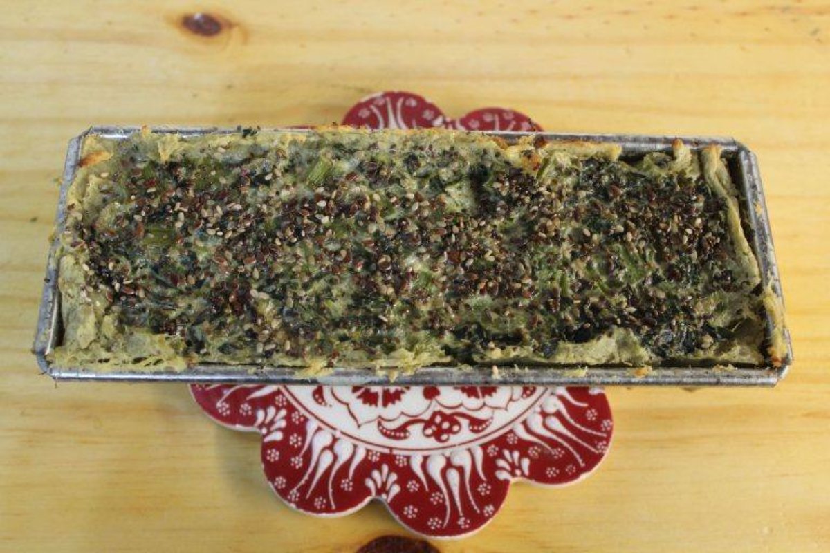 Pastel de batatas, brócoli y acelga