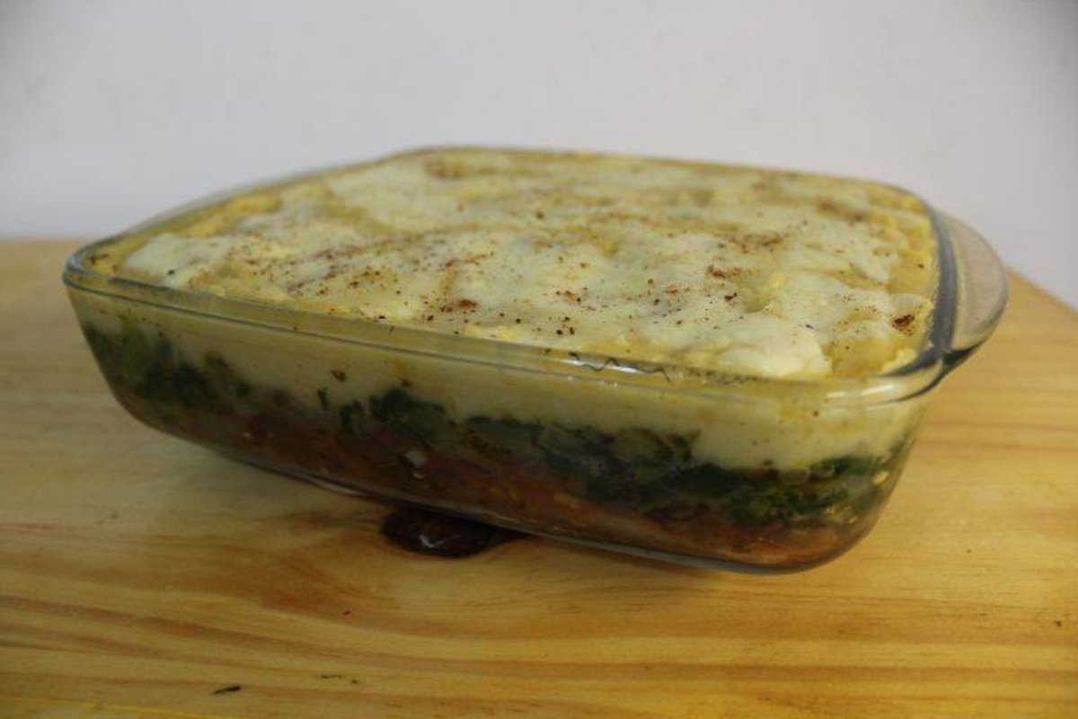 Pastel de lentejas, acelga y papa