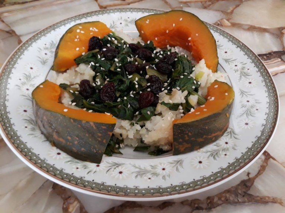 Salteado de arroz con acelga y zapallo
