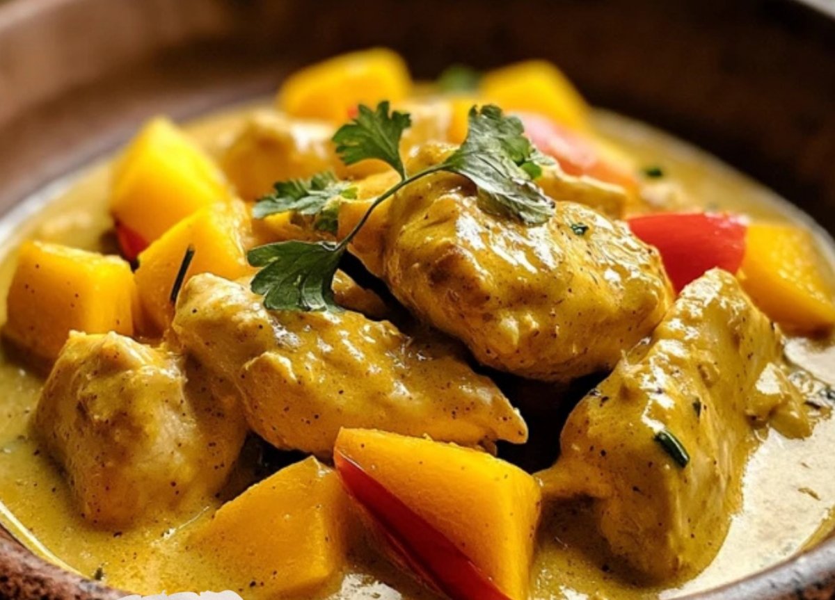 Pollo al Curry con Mango y Leche de Coco