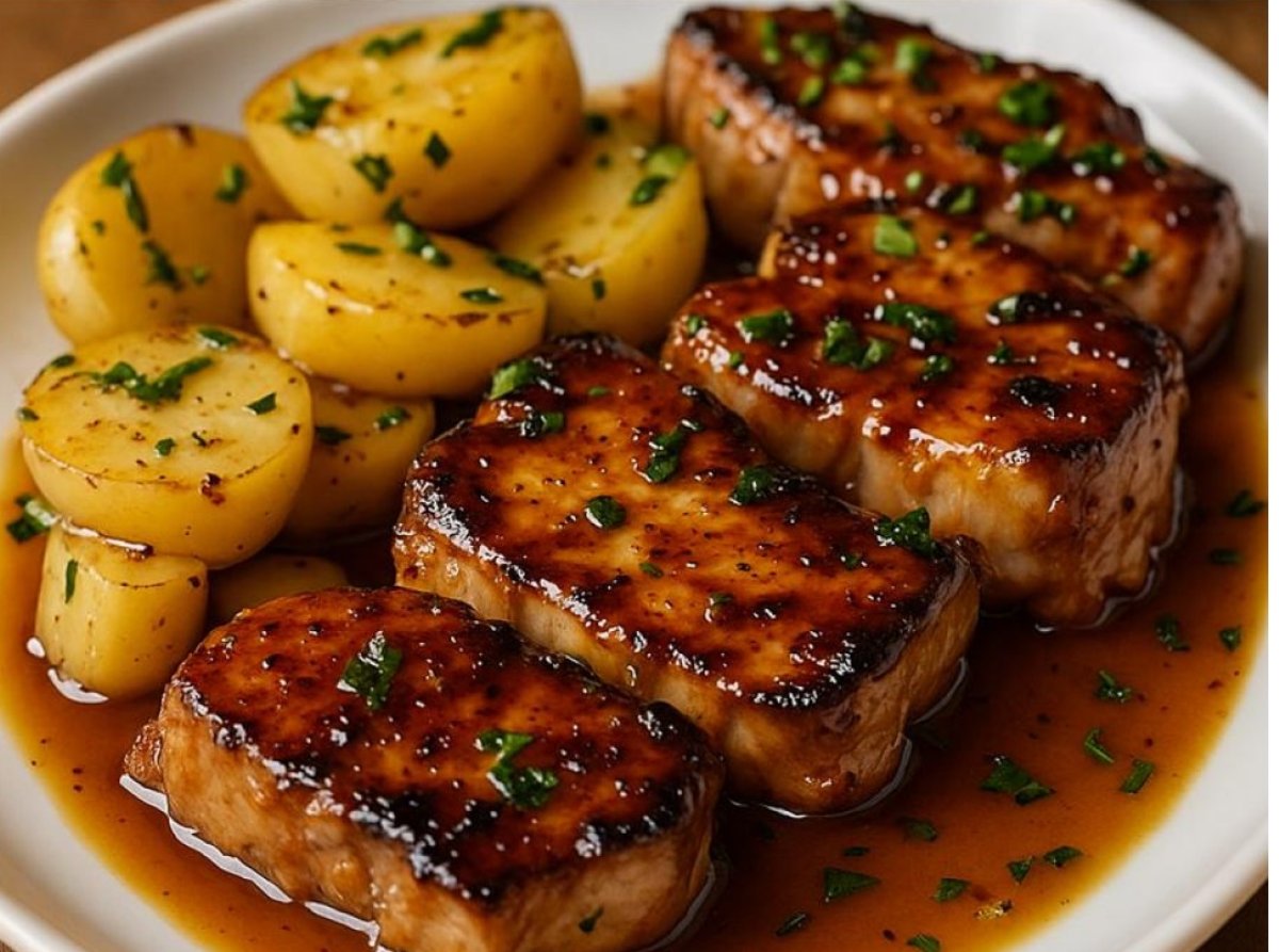 Chuletas de Cerdo con Miel y Ajo