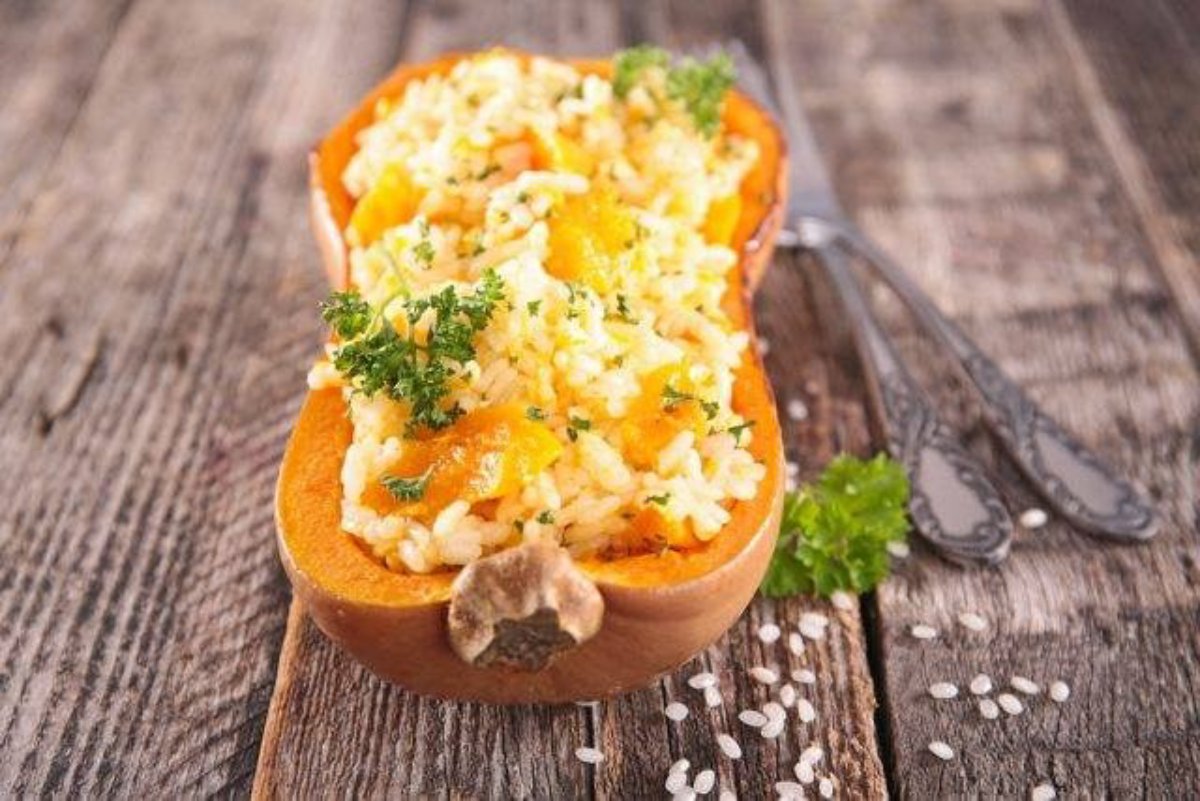 calabaza rellena de pollo