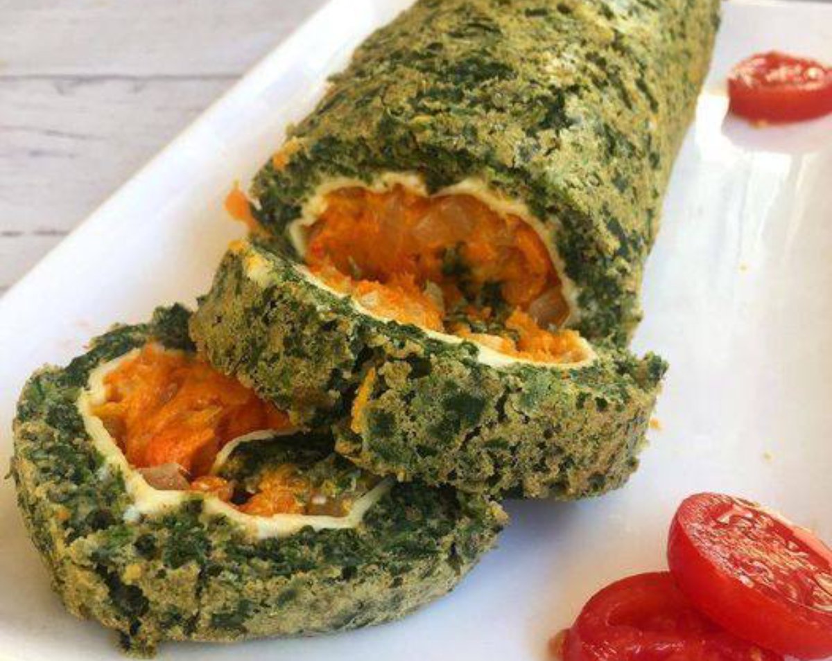 PIONONO DE CALABAZA, QUESO y CEBOLLA – Con masa de espinaca