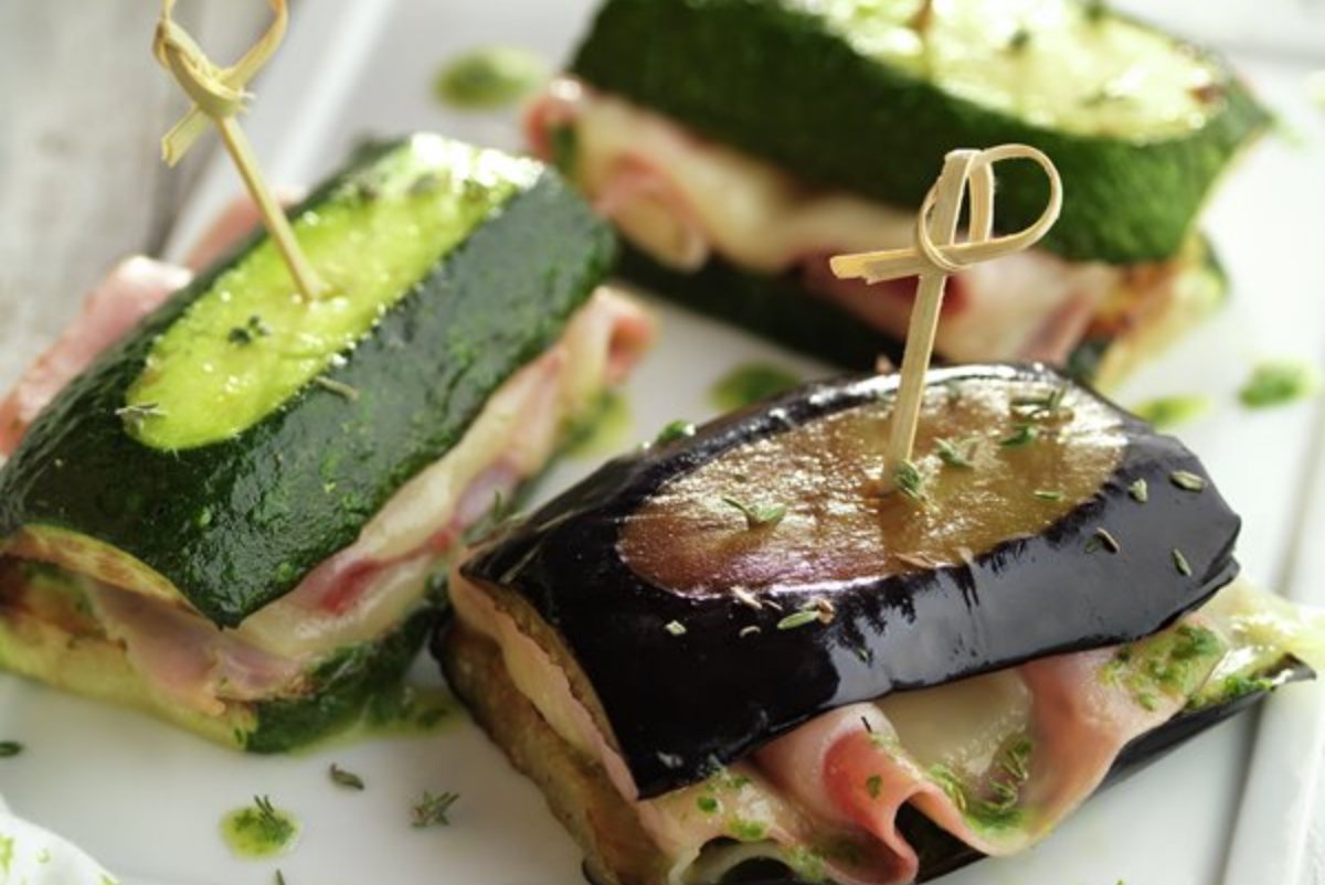 Berenjena y calabacín con jamón y queso,¡¡ delicioso!!
